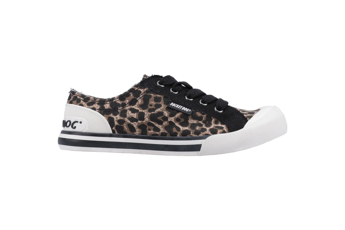 Rocket Dog Jazzin Tampa Leopard Print Low Top Canvas Trainers - KissShoe