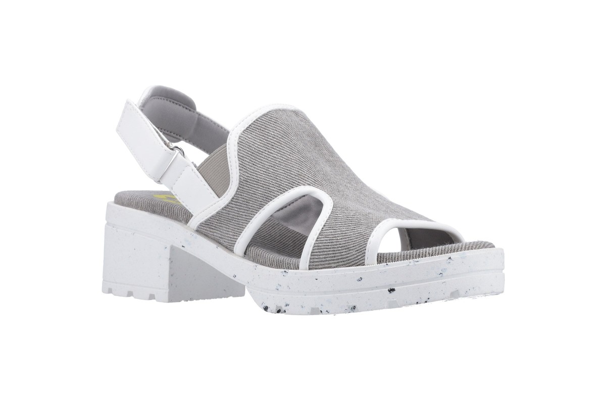 Rocket Dog Lilly Recycled Canvas Light Grey White Low Heel Open Toe Sandals