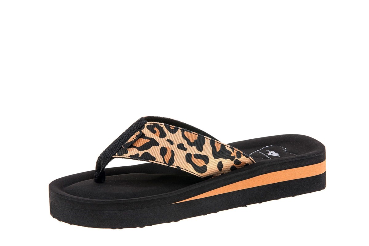 Rocket Dog Winner Kenya Natural Leopard Print Wedge Flip Flop