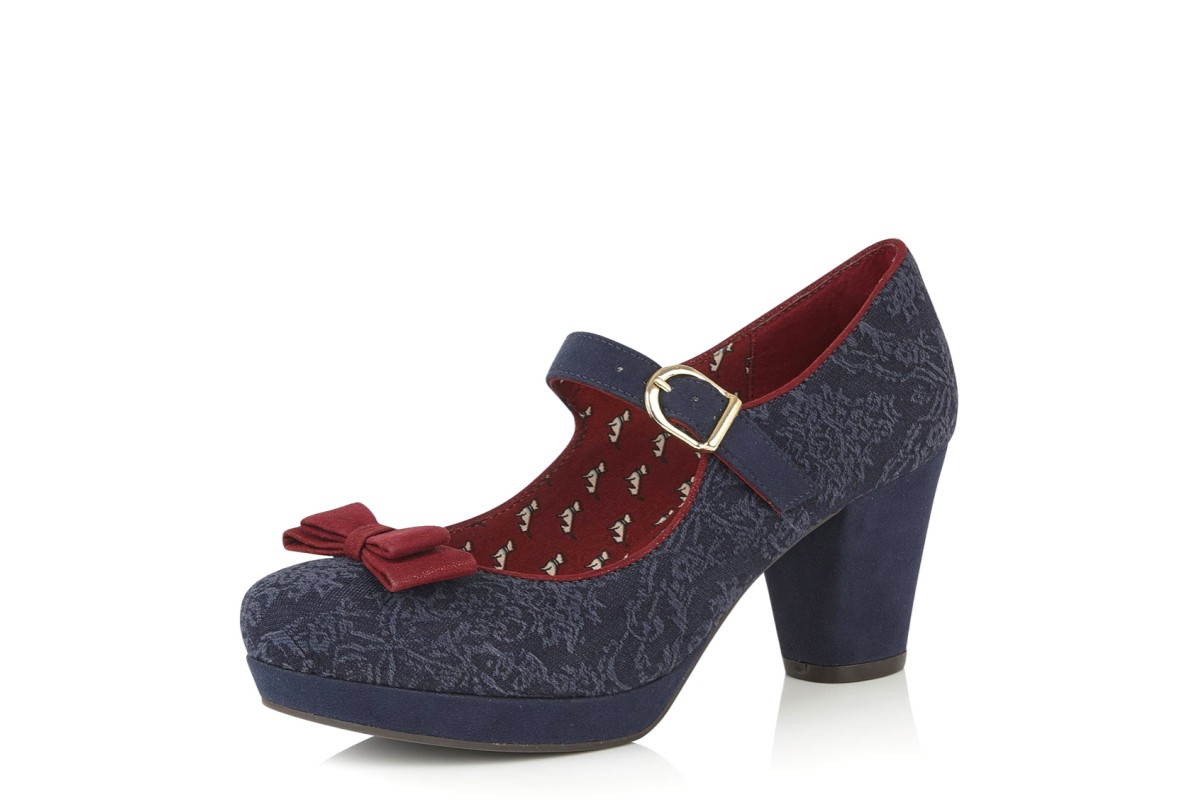 Ruby Shoo Frankie Navy Bordeaux High Heel Mary Jane Platform Shoes