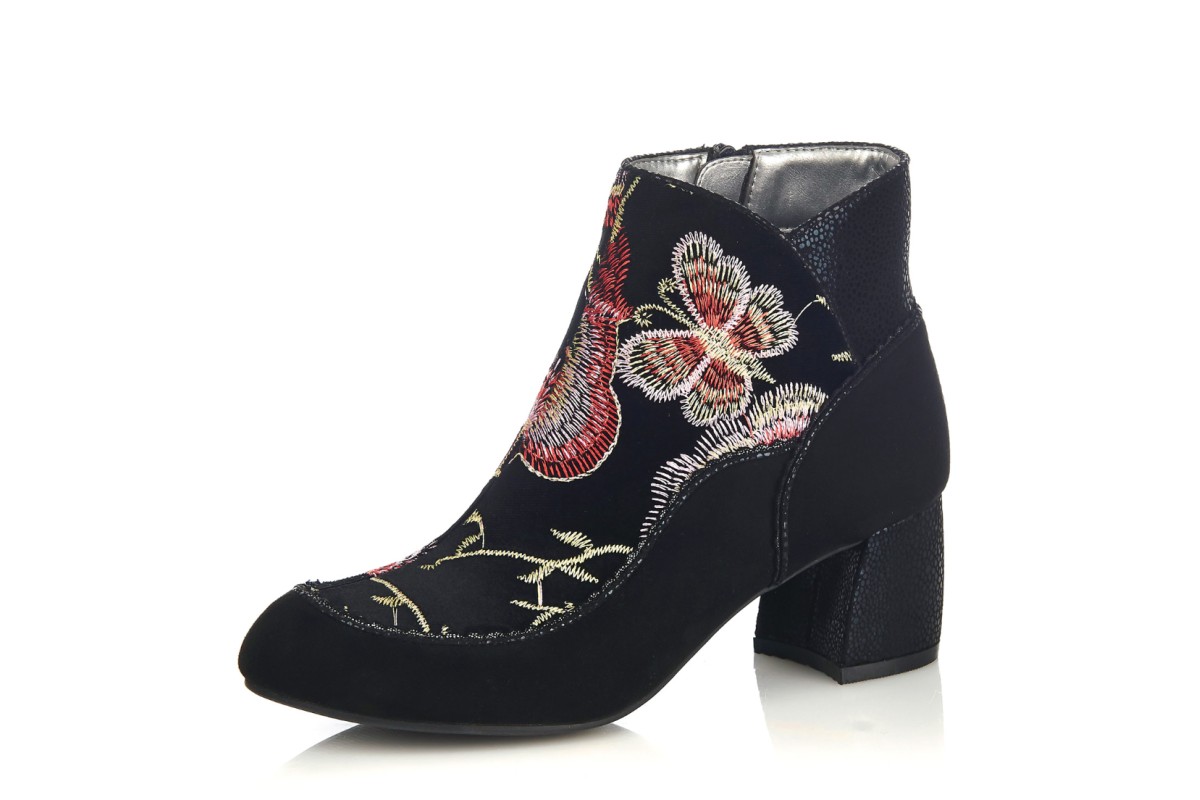 velvet floral boots