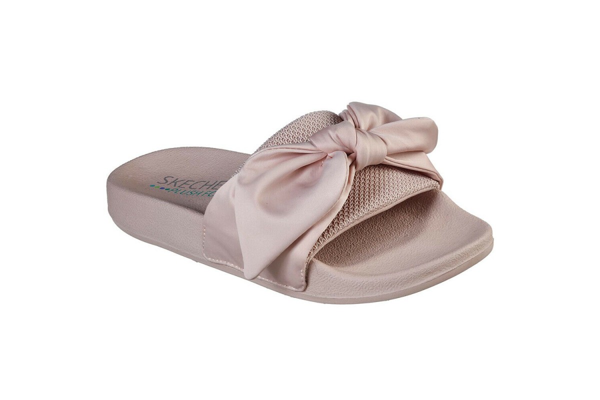 Skechers Cali Pop Ups Lovely Bow Blush Pink Flat Slider Sandals