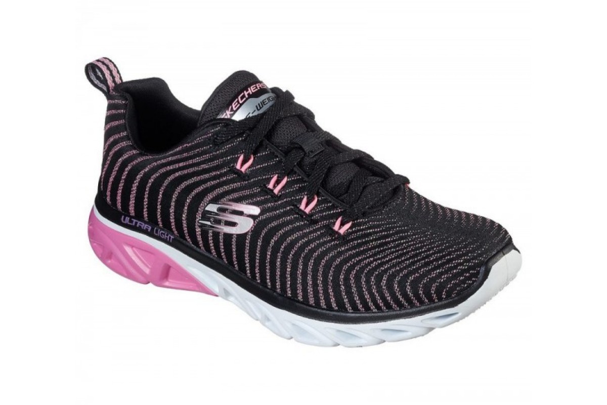 Skechers Glide Step Sport Wave Runner Black Pink Memory Foam Trainers