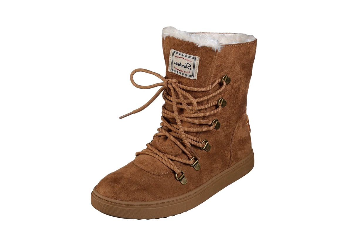 Skechers Keepsneak Avalanche Chestnut Faux Suede Flat Memory Foam Ankle Boots