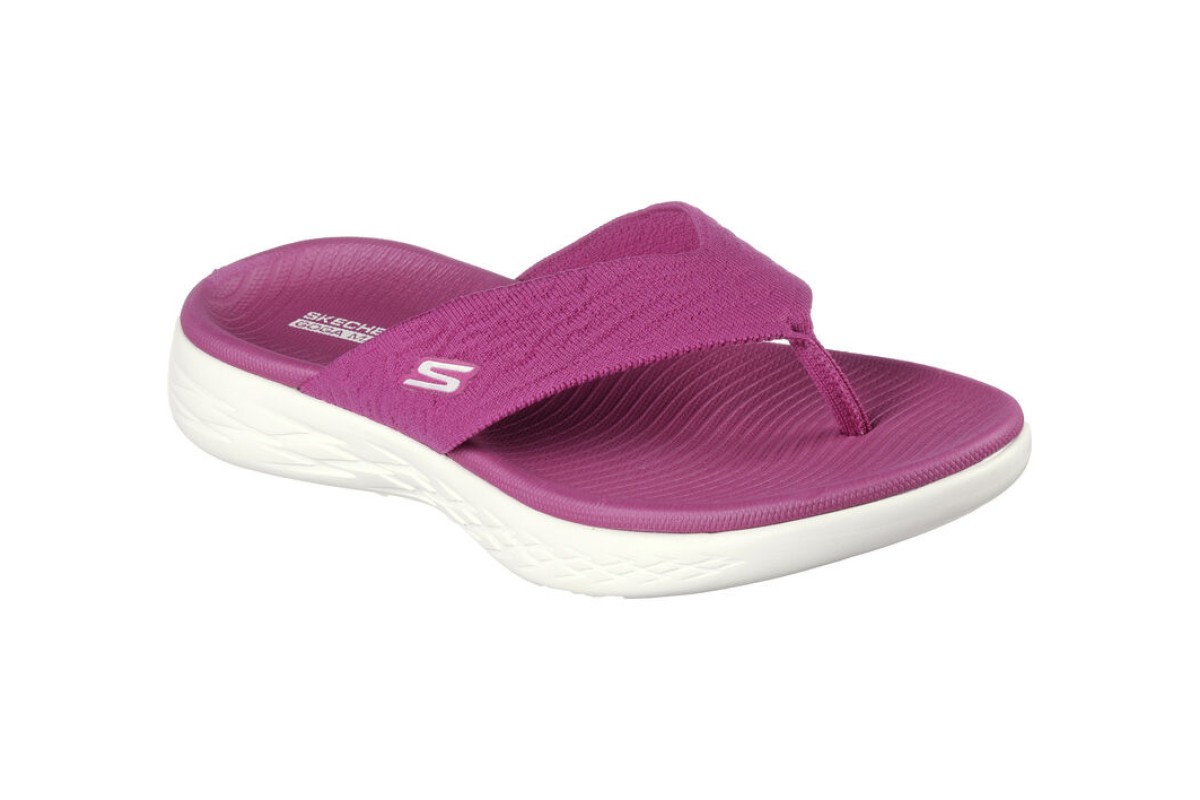 Skechers On The Go 600 Sunny Fuchsia Purple Comfort Sandals Flip Flops