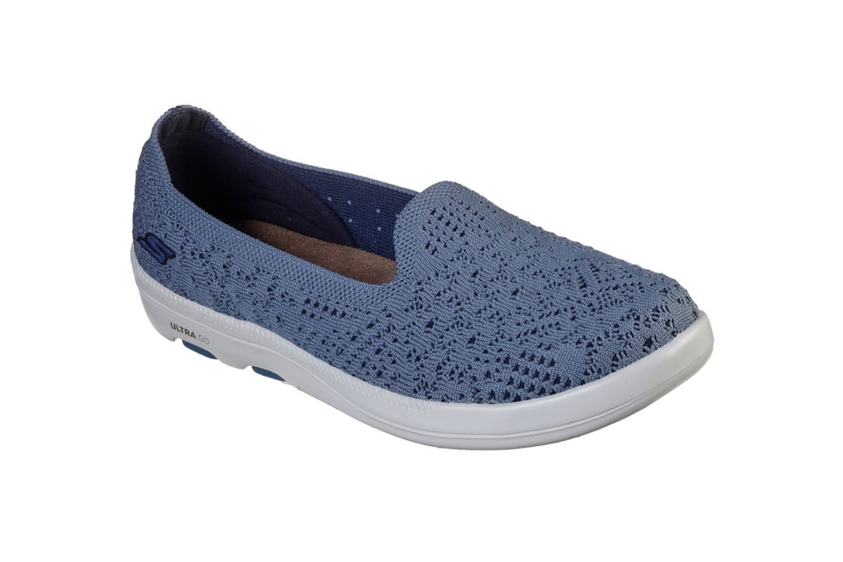 Skechers On The Go Bliss Elation Blue Floral Lace Slip On Comfort Shoes