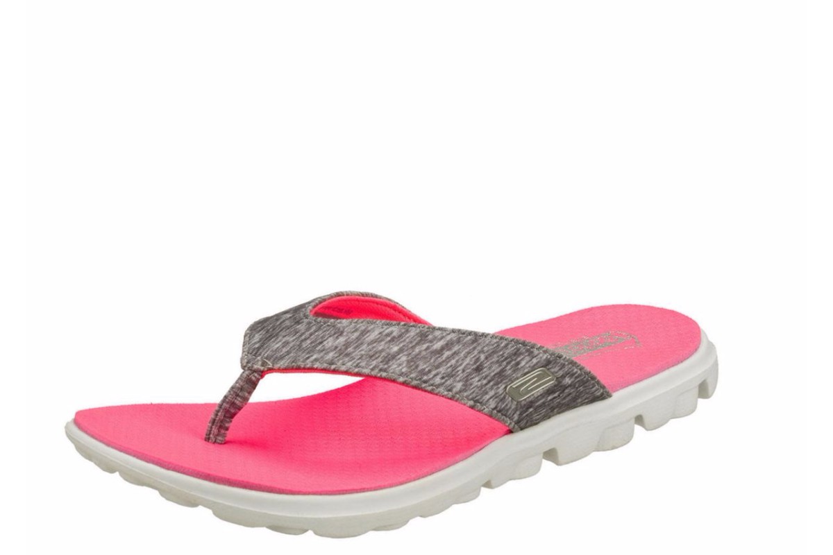 dragt Tilbagebetale udslæt Skechers On The Go Flow Gray Hot Pink Comfort Flip Flops - KissShoe