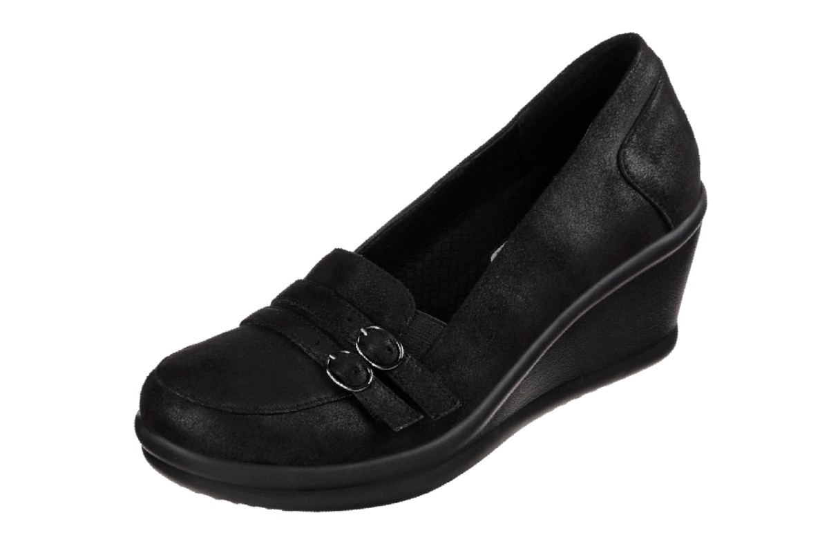 skechers black wedges