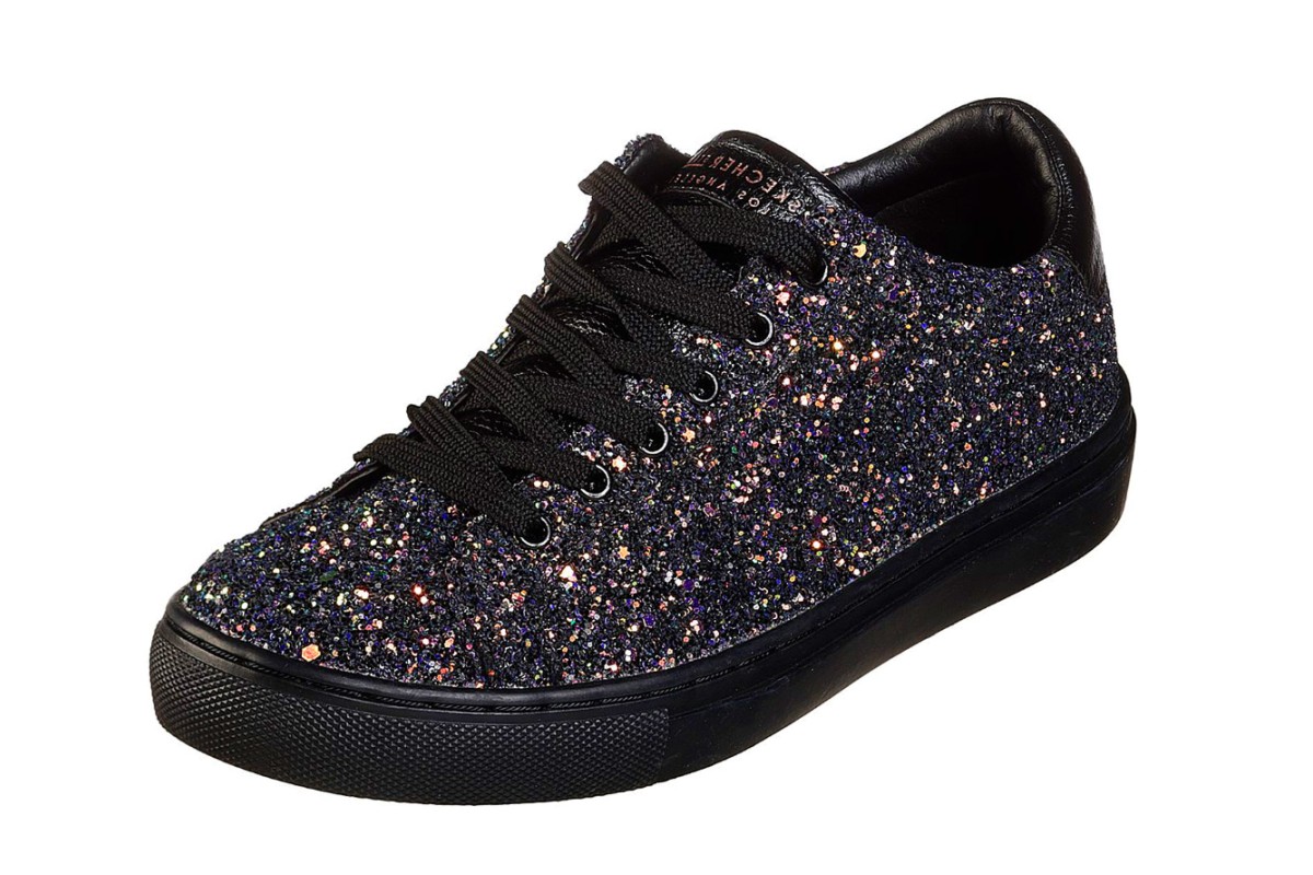 skechers black glitter trainers
