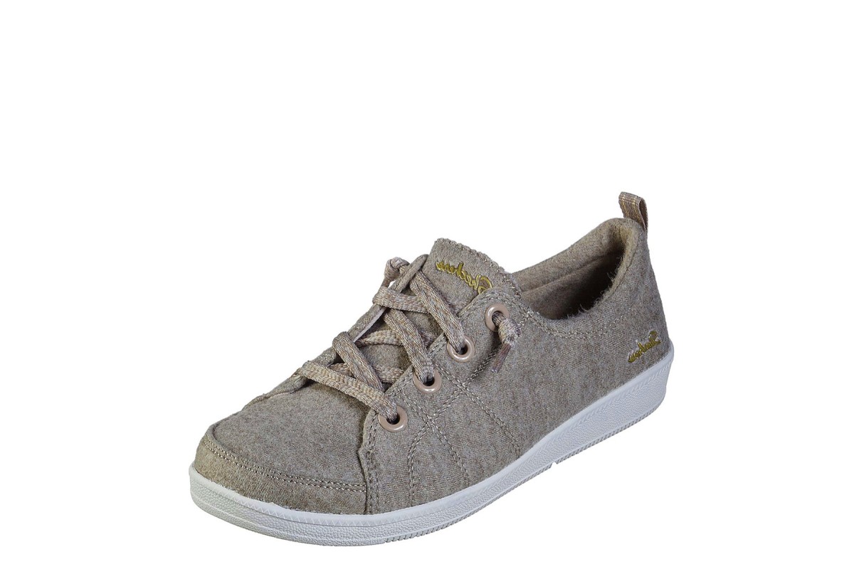 Skechers Wash-A-Wools Madison Ave Promising Sand Beige Lace Up Low Top Trainers