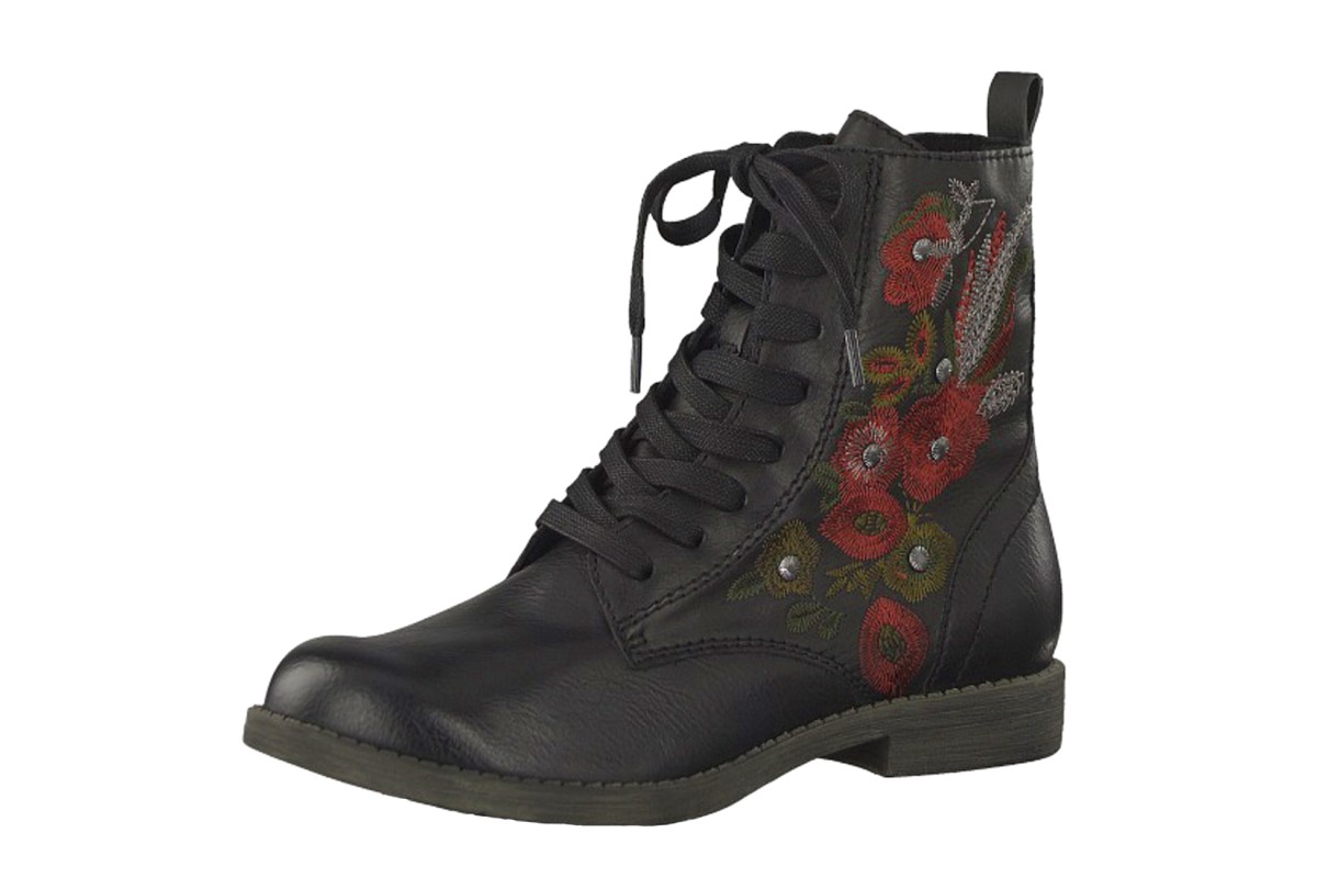 combat boots with flowers