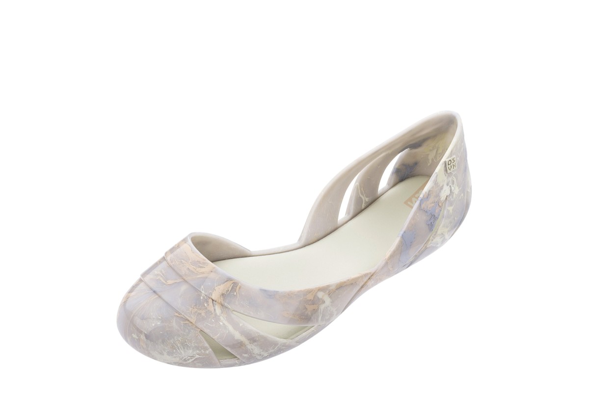 Zaxy Liquid Shell Ivory Grey Marble Flat Vegan Ballet Shoes