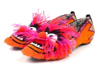 Irregular Choice Muppets Party Animal Orange Pink Furry Flat Ballet Shoes